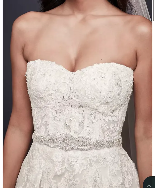David's Bridal Graduated Scallops Beaded Satin Sash ivory - Image 9