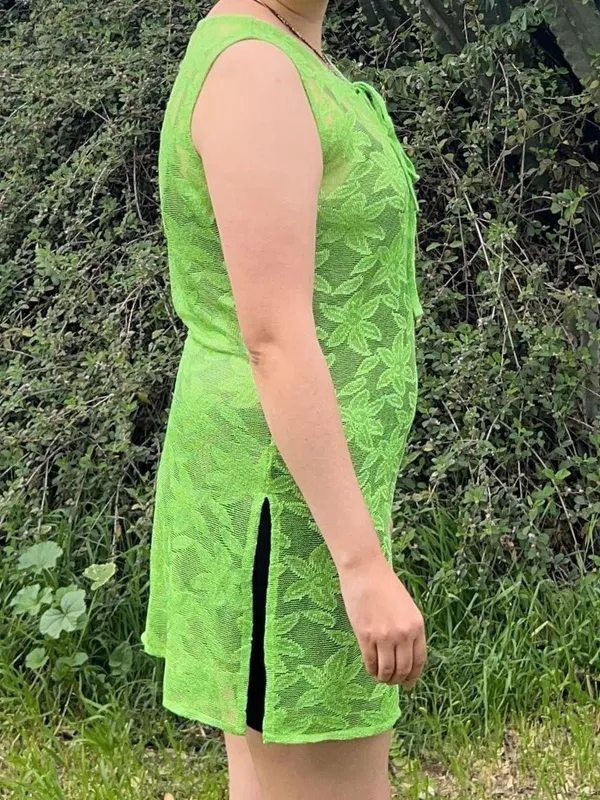 Green mesh cover up dress. - Image 4