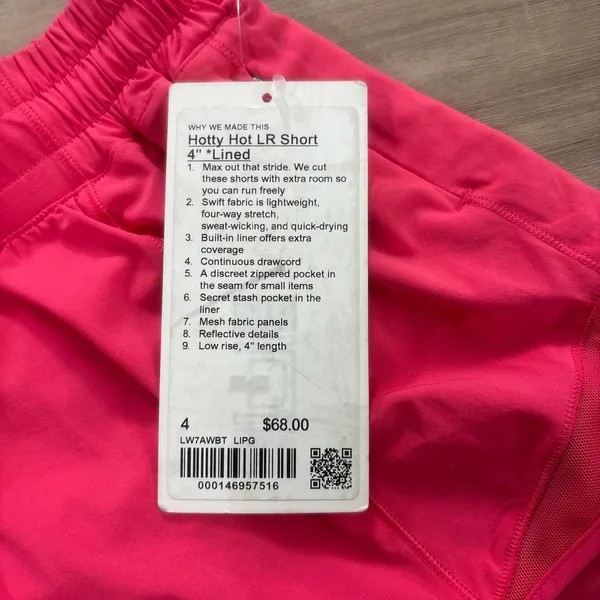 NWT Lululemon Hotty Hot Low-Rise Lined Short 4" Lip Gloss Women Size 4 - Image 3