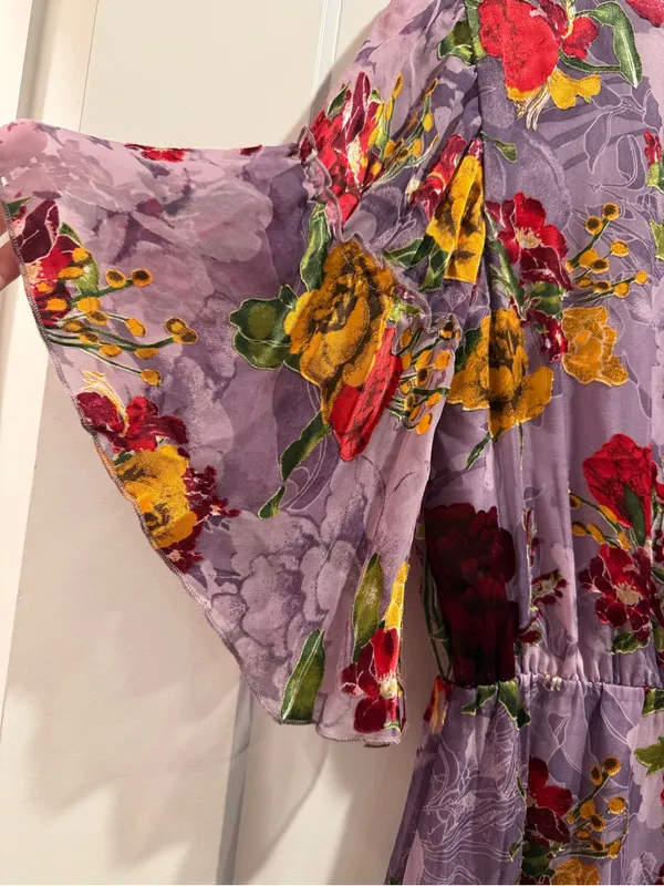 Alice‎ + Olivia Katrina Silk Blend Dress In Water Lotus Lavander Size S/M - Image 4