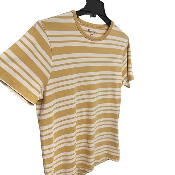 Madewell Allday Stripe Crewneck T-Shirt Autumn Gold Women's Size Medium - Image 4