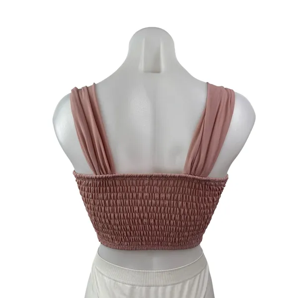 Womens Pink Floral Lace Ruffle Sleeveless Crop Cami Camisole Corset Tank Top S/M - Image 4