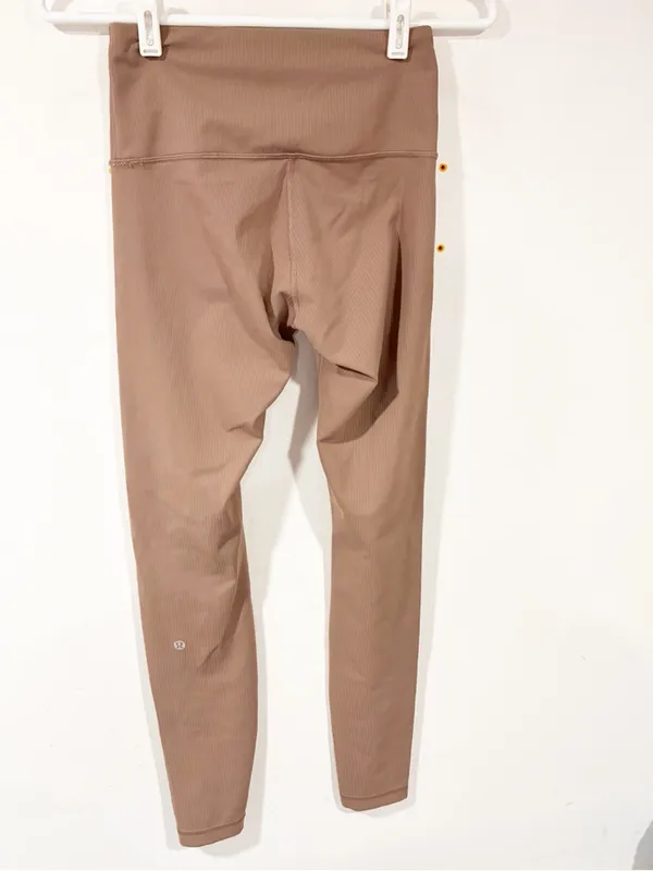 Lululemon Tan Ribbed Athletic Pull on Leggings Size 4 - Image 4
