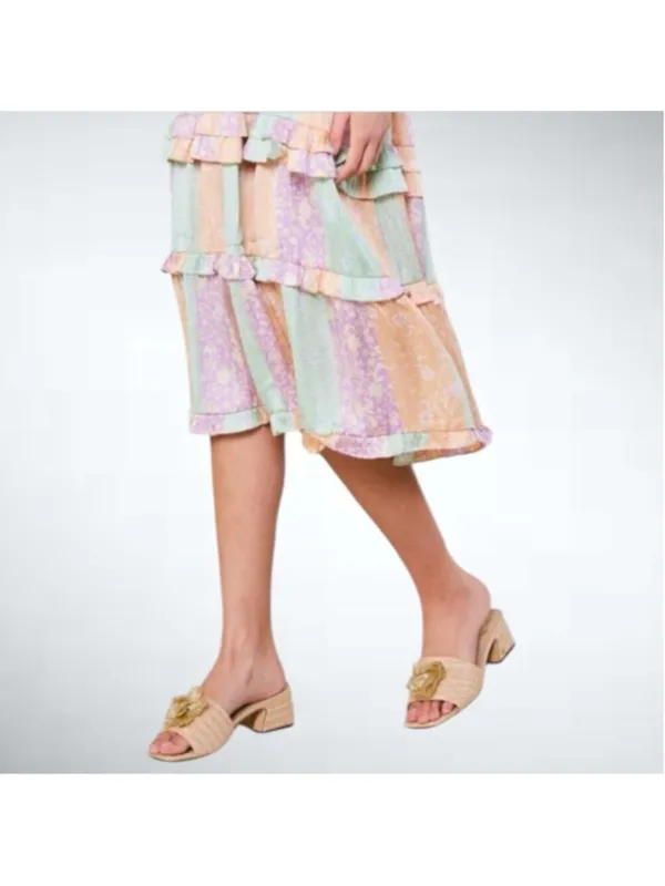Size S Anthropologie Current Air Color Block Floral Midi Dress - Image 4