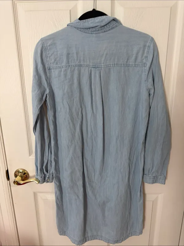 Light Blue Denim Shirt Dress old navy oversized small - Image 3