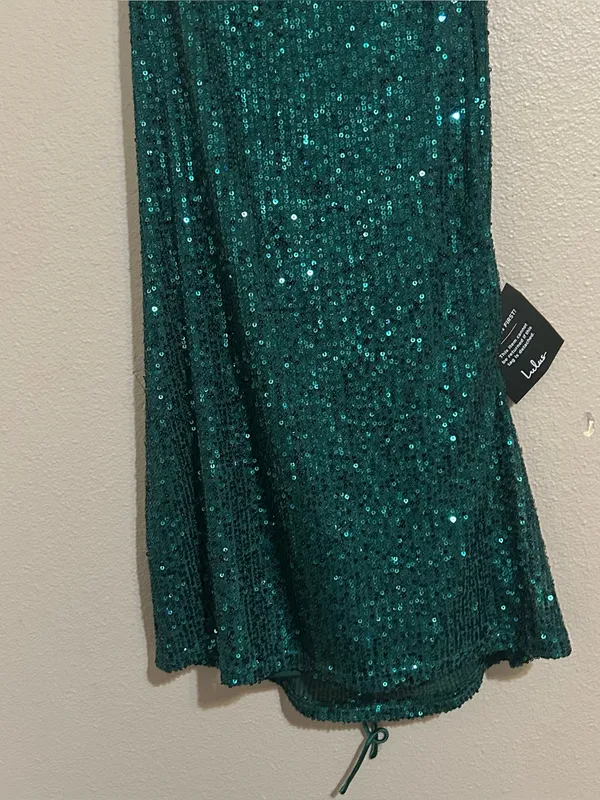 NEW Lulu’s Green Sequins Strappy Open Back Bodycon Mini Dress Womens Size Medium - Image 6