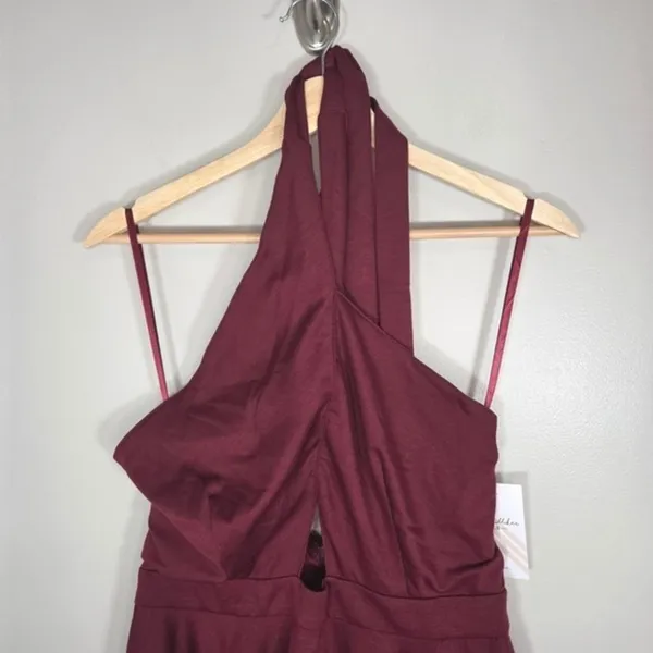 Alyce Paris Kalani Hilliker Burgundy Halter Keyhole Homecoming Dress M NWT - Image 4