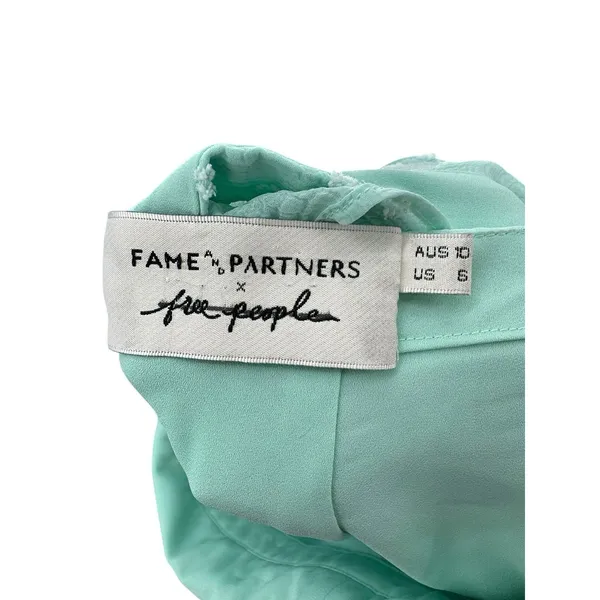 Fame & Partners Free People Jacy Ruffle Wide Leg Jumpsuit Mint Swiss Dot‎ Small - Image 11