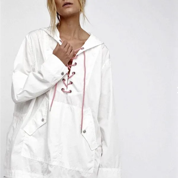 Free People White Jacket‎ with Pink Laces - Image 3