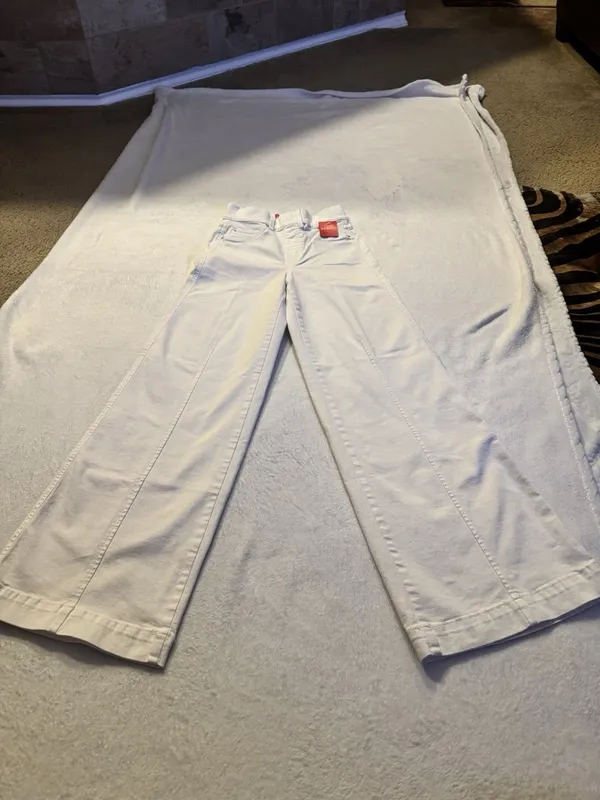 Spanx Seamed Front Wide Leg S Hi Rise White, Size XS No Zipper No Front Pockets - Image 8