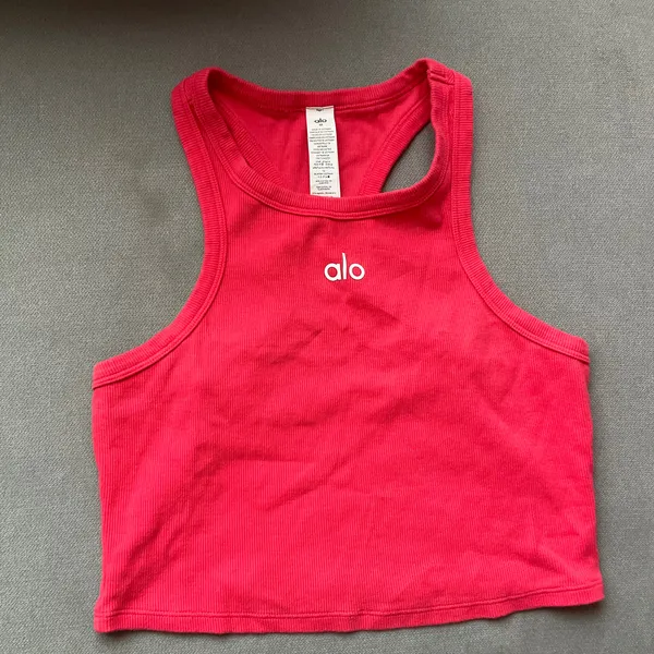 Alo Yoga Apsire Tank Candy Red/White M - Image 2
