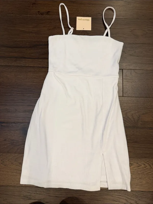 Showpo. Island Babe Mini Ribbed Spaghetti Strap Dress Size 4 NWT - C27-151 - Image 2