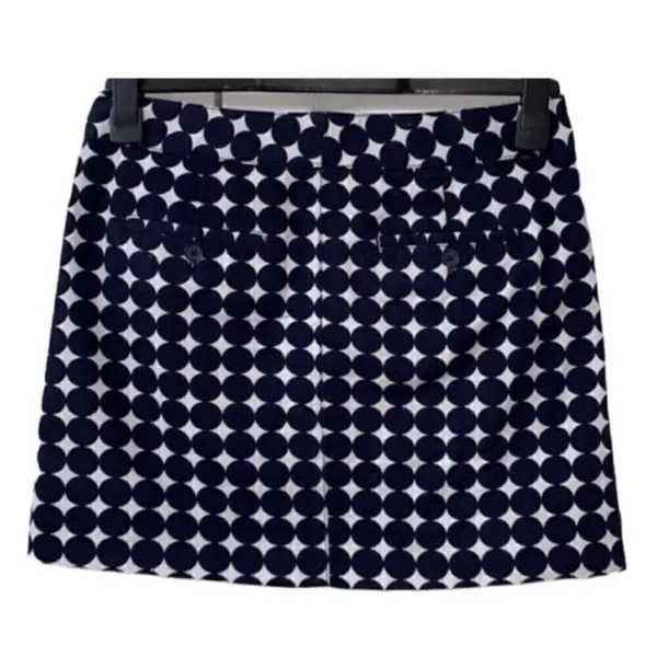 Jcrew Polka Dot Blue and White Cotton Mini Skirt(Size 4) - Image 2