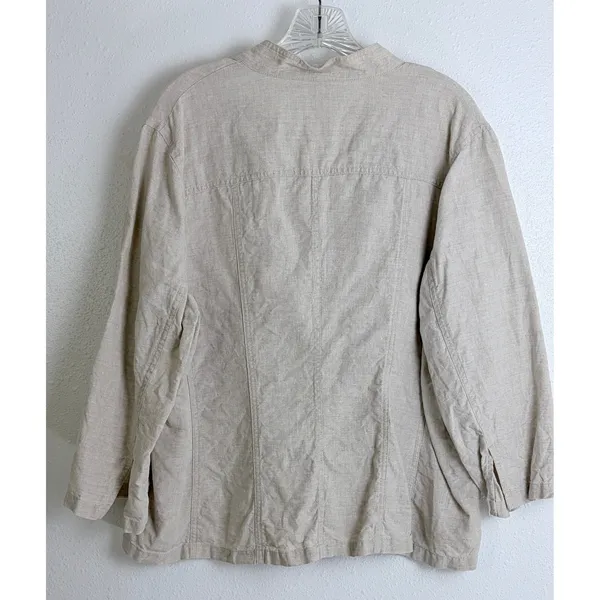 Minimalist 100% Linen Chore Jacket Beige Cherokee XXL Button Up Shacket - Image 5