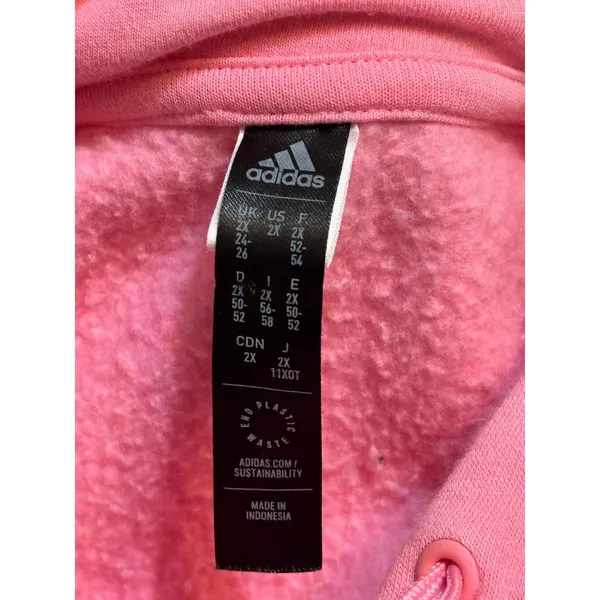Adidas Pink Fleece Hoodie Sweatshirt Logo Graphic Pullover Womens 2X - Image 2