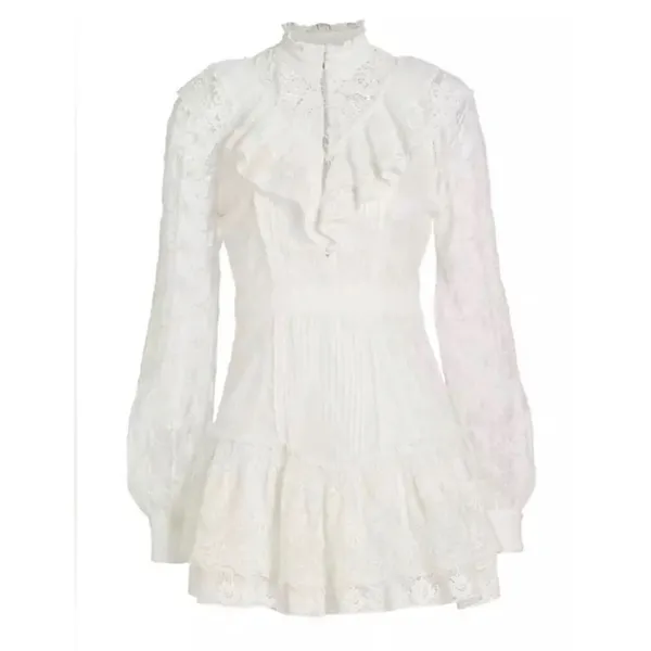NWT LoveShackFancy Trisha RuffledLace Mini Dress in True White Sz‎ 4$495 - Image 4