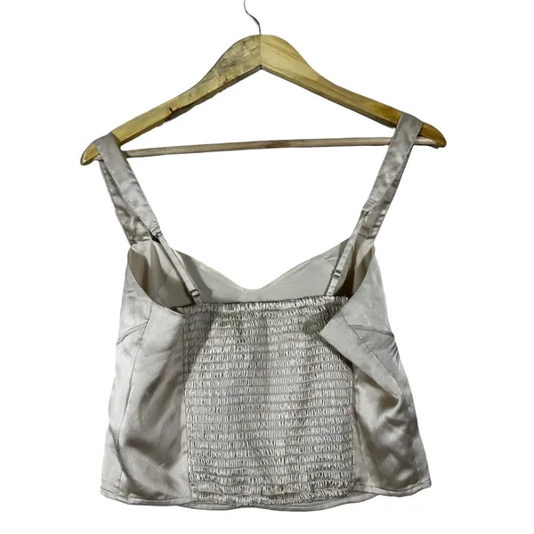 Abercrombie & Fitch Satin Solid Crop Top Champagne Chic Smocked Back Size M - Image 3