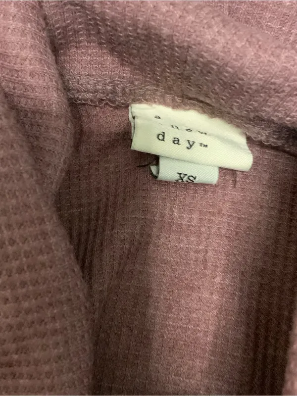 Women's Dusty Rose Cowl Neck Ribbed Pullover Pink Size XS - Image 2