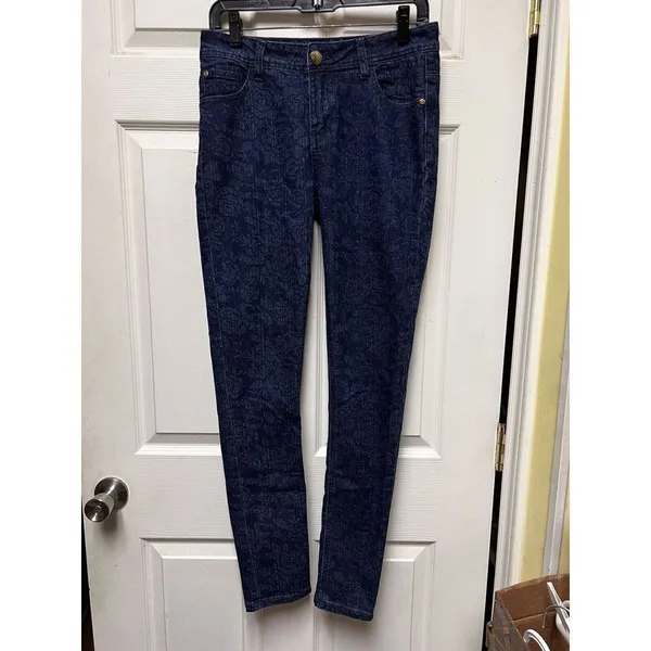KY Creations Floral Size 30w Blue Jeans Women T2 30" Skinny Stretch‎ - Image 5