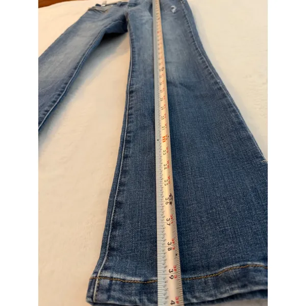 Artemis Vintage Womens High Rise Double Button Flare‎ Jeans Distressed - Image 5