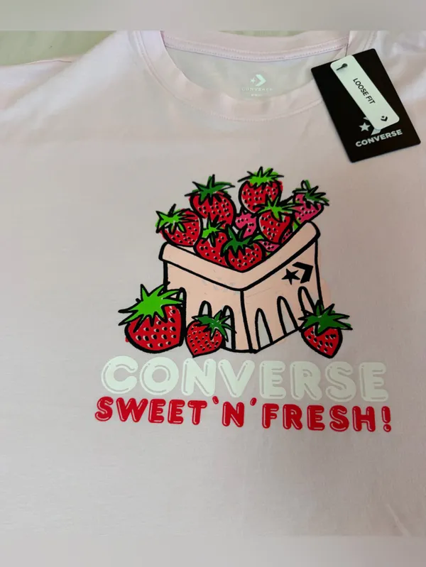 Converse Pink Strawberry Graphic Crop Tee - Image 7