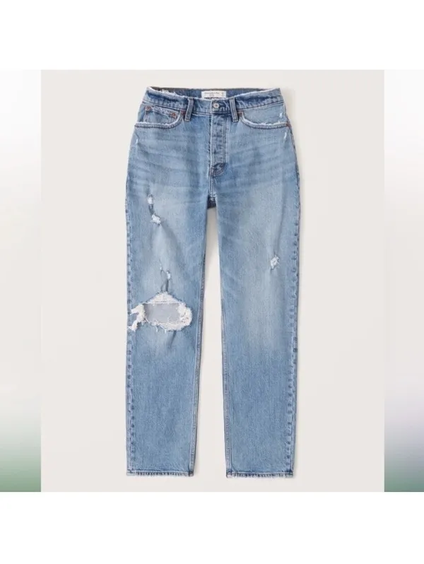 Abercrombie & Fitch The Dad Jean High Rise Distressed Women’s size 33 / 16 Reg - Image 14