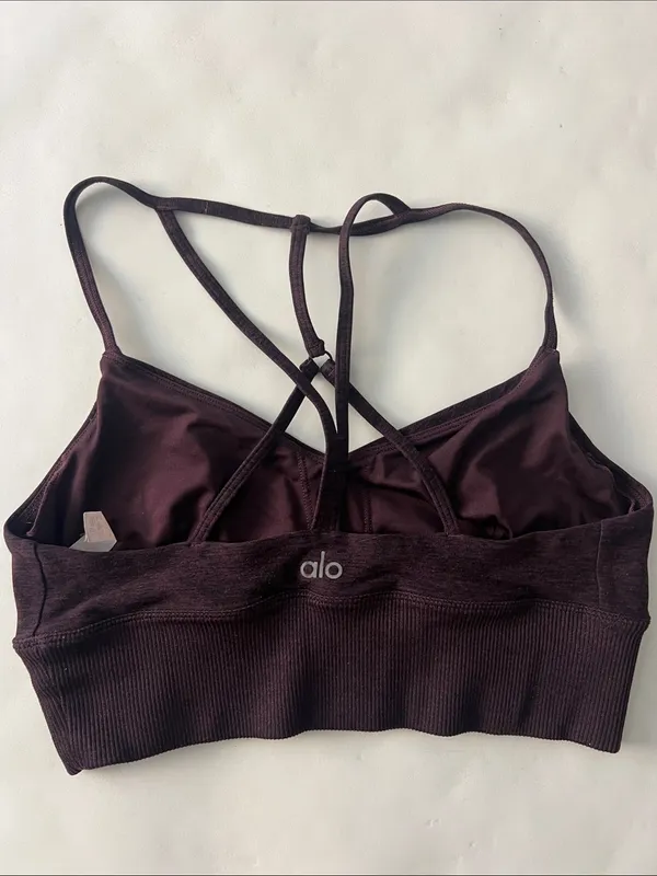 ALO YOGA Alosoft Lavish Bra in Oxblood Heather Sz Small - Image 4