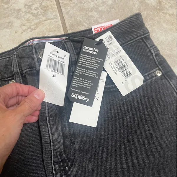 NWT Superdry Cut Off Denim Jean Kari‎ Longline Shorts 26 Coastline Black shorts - Image 12