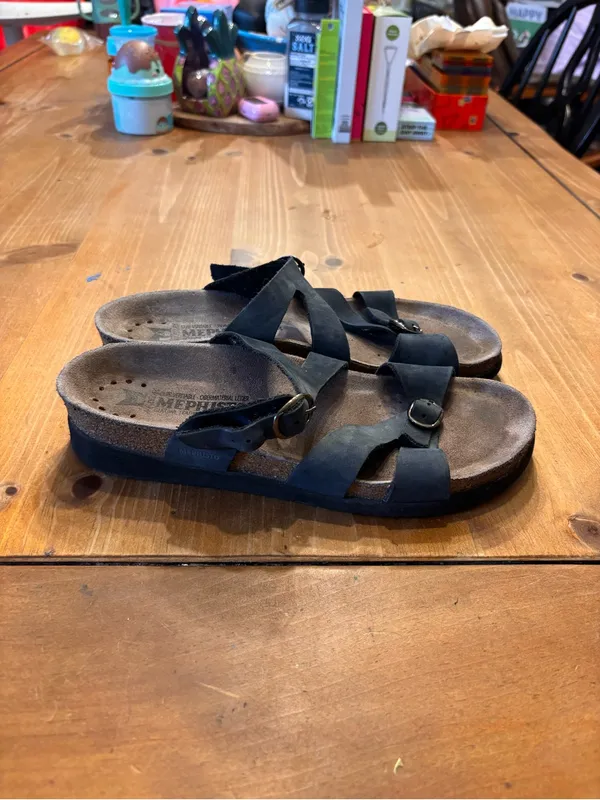 Mephisto womens Hannel suede cork comfort sandals blue eu 39 us 8/9 - Image 4