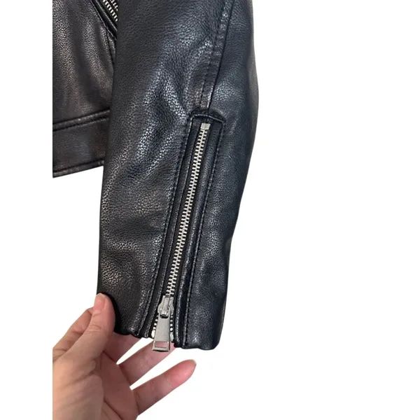 Ann Taylor Black Vegan Leather Edgy Moto Jacket NWT Women Sz XS - Image 6