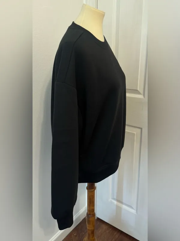 FOR LOVE & LEMONS Julie Crewneck Sweatshirt Embroidered Rose Relaxed Fit XS - Image 4