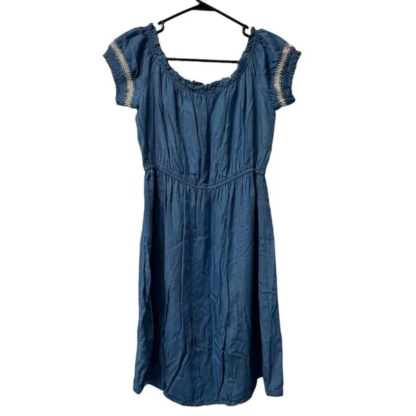 Lush Clothing Denim Dress Women Stretchy Comfortable Size Large Preppy‎ Beach Travel City - Image 2