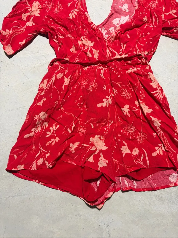 Gentle fawn Red Floral V-Neck Romper large - Image 6