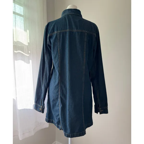 Dizzy Lizzy Dark Wash Denim Long Sleeve Collared Button Down Shirt Blue Size L - Image 3