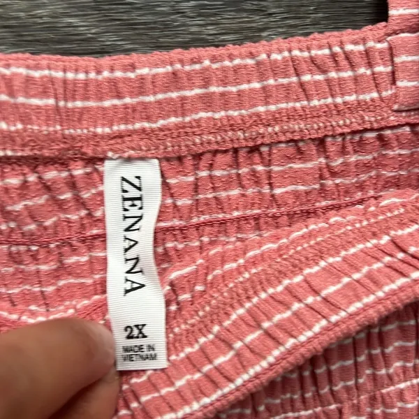 Zenana Smocked Top Jumpsuit Size 2X Womens casual stripped Cropped Wide Leg - Image 6