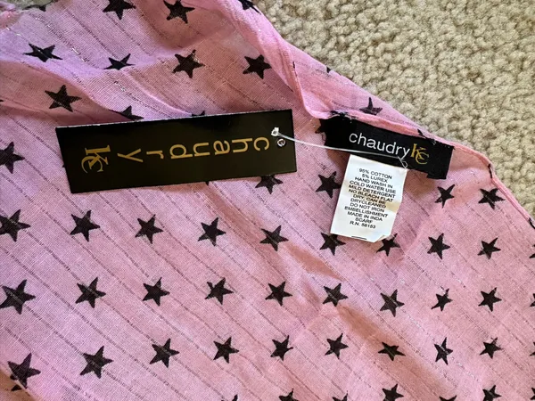 Chaudry KC Pink Star Print Scarf - Lightweight Scarf NWT - Image 2