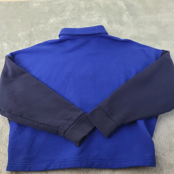 Under‎ Armour Women’s Medium Blue Color block 1/4 Zip Mock Cropped Sweatshirt - Image 7