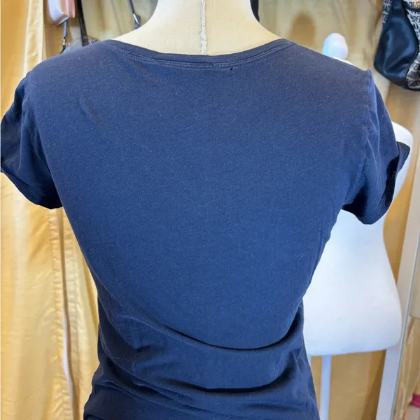 Tahari Dark Blue‎ V-Neck Top with Linear Design - Image 5
