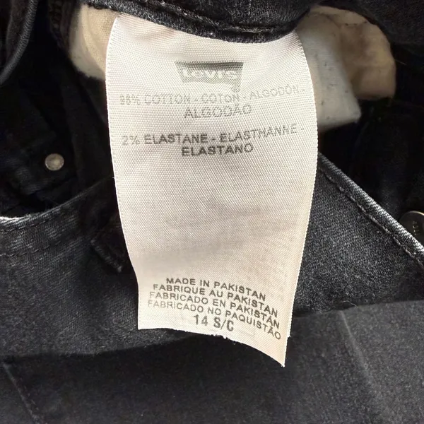 Levi's 512 Slimming Bootcut Jeans Size 14 Short Black Studded Pocket Stretch‎ - Image 4