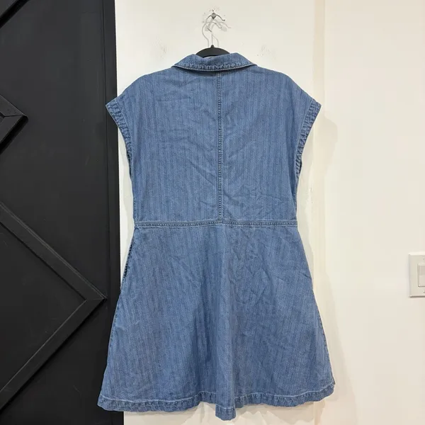 Universal Thread Button Front Striped Sleeveless Denim Dress Medium Pockets - Image 4