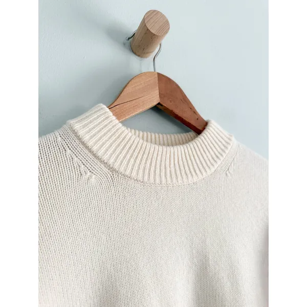 Madewell | NWT SoftWool Boxy Crewneck Sweater in Heather Cloud Cream | Sz S - Image 5