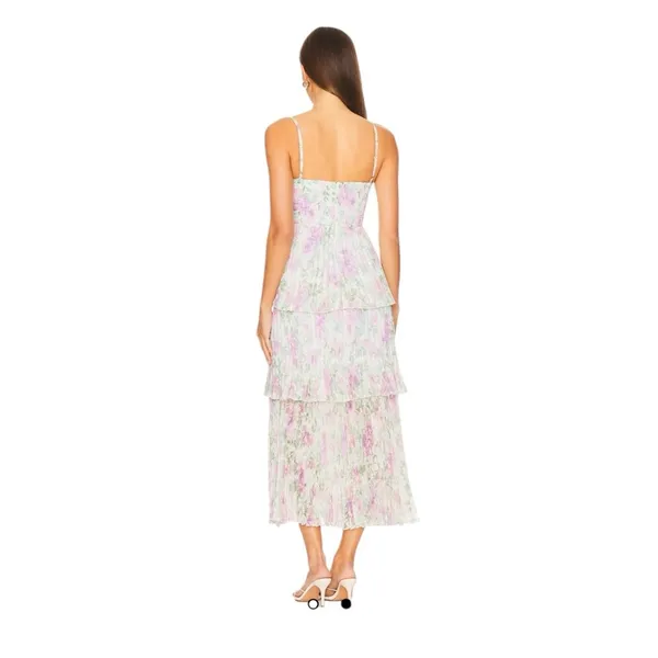ASTR The Label- Emmi Dress in Purple Floral Mesh - Image 3