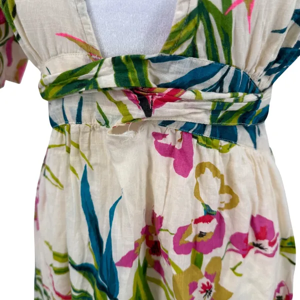Billabong Tropical Floral Maxi‎ Dress Open Back Cotton Large Vacation Resortwear - Image 4