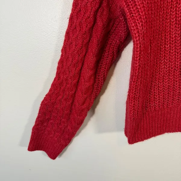 Abercrombie Fitch Red Cable Knit Sweater Women Medium Cozy Warm‎ Winter Holiday - Image 5