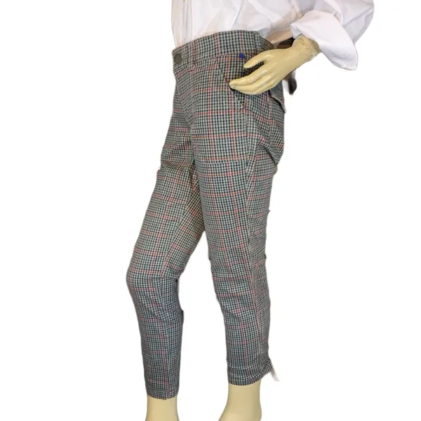 Vintage America Taupe, Red, Blue & Green Plaid Jeans (6) - Image 4