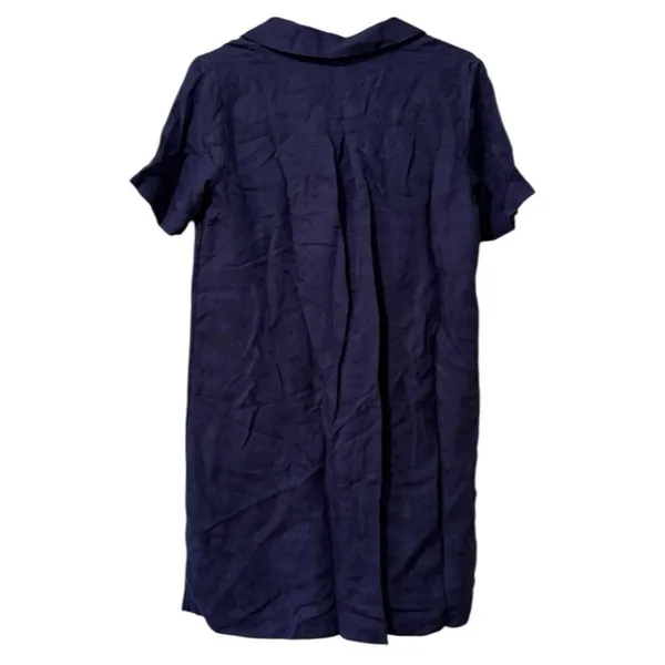 Anthropologie Women Linen Blend Dress Blue Ish Purple Size 4P Tie Up Front‎ City - Image 2