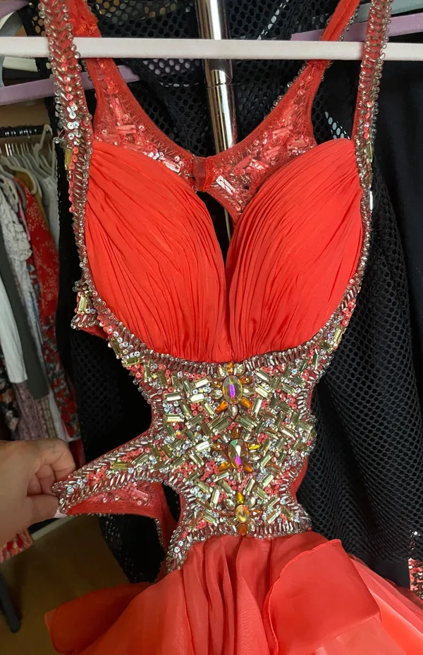Coral Open Back Prom Dress Pink Size 2 - Image 3