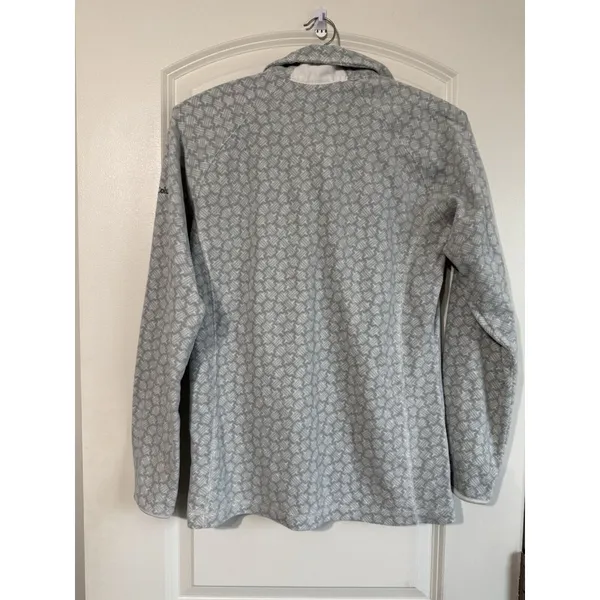 Columbia Sweater Womens Medium Gray White Quarter Zip Soft Fleece‎ Pullover Cozy - Image 3