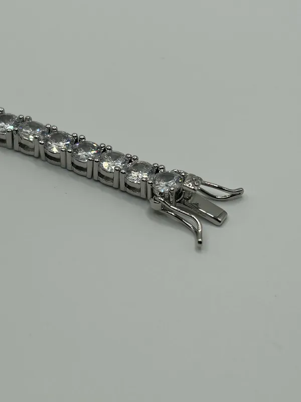 Real Silver 5mm Tennis Bracelet Moissanite VVS1 D Mens Iced 8 Inch High Quality - Image 4