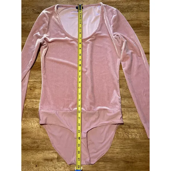 J CREW Stretch Pink Velvet‎ Bodysuit Womens Small Balletcore Preppy - Image 8